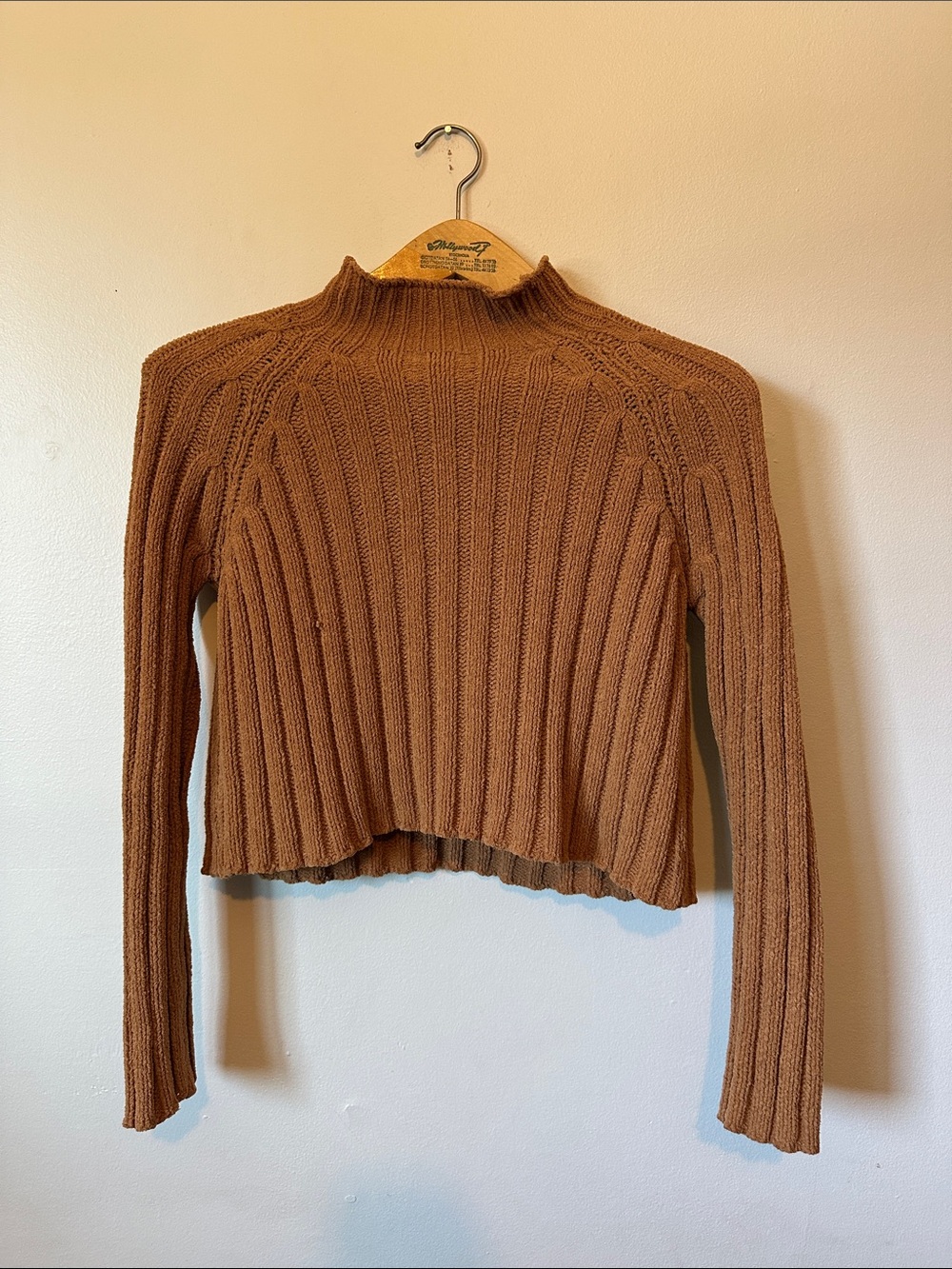 American Eagle Rust Orange Ribbed Mock Neck Sweater Women's XS